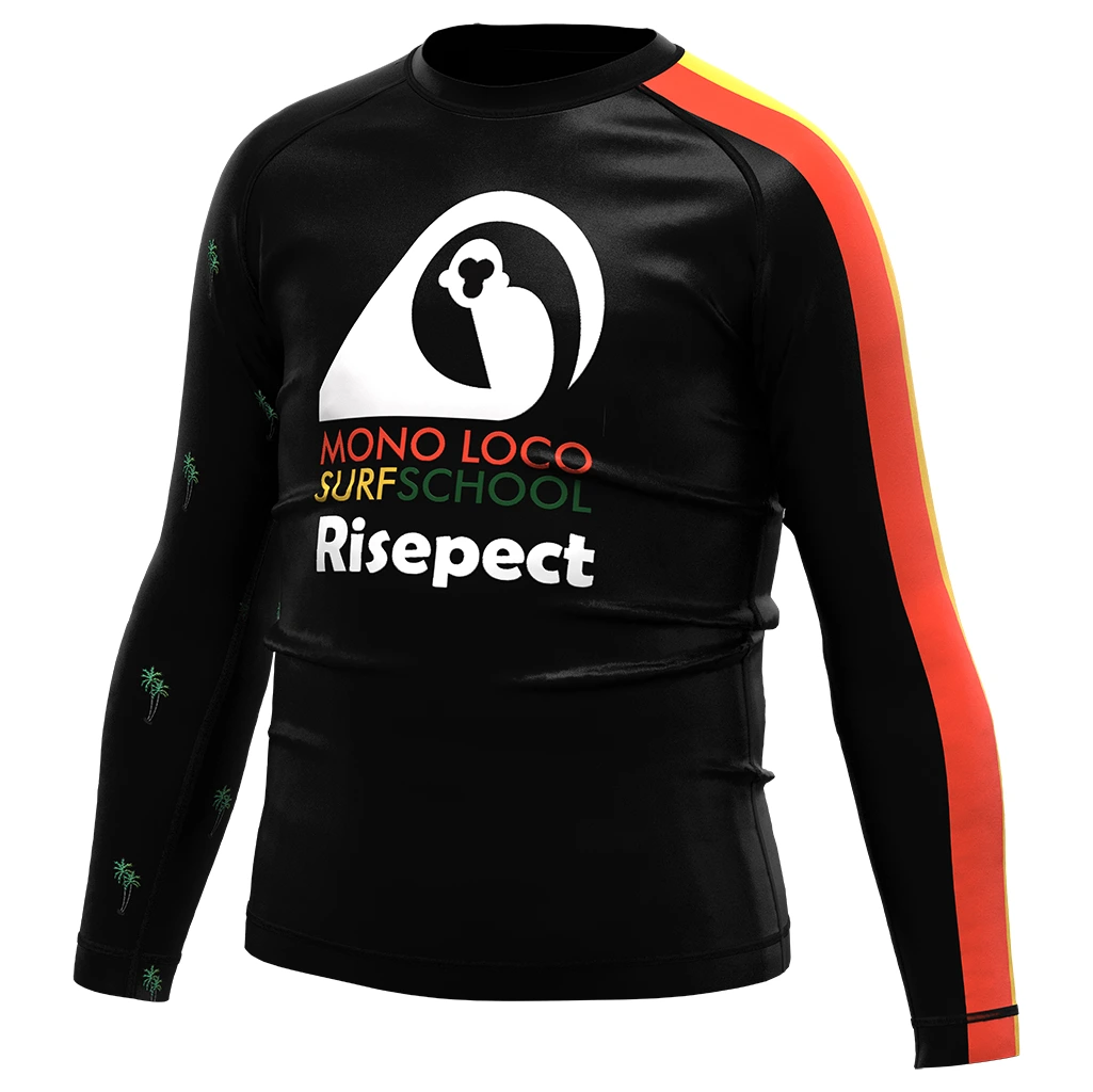 Rise JIUJITSU MMA BJJ Long Sleeve Rash Guard swimming Kids Black lion 1