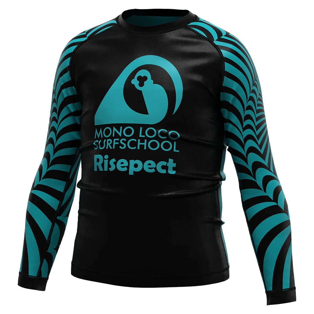 Risepect JIUJITSU MMA BJJ Long Sleeve Rash Guard swimming Kids Black blue 1