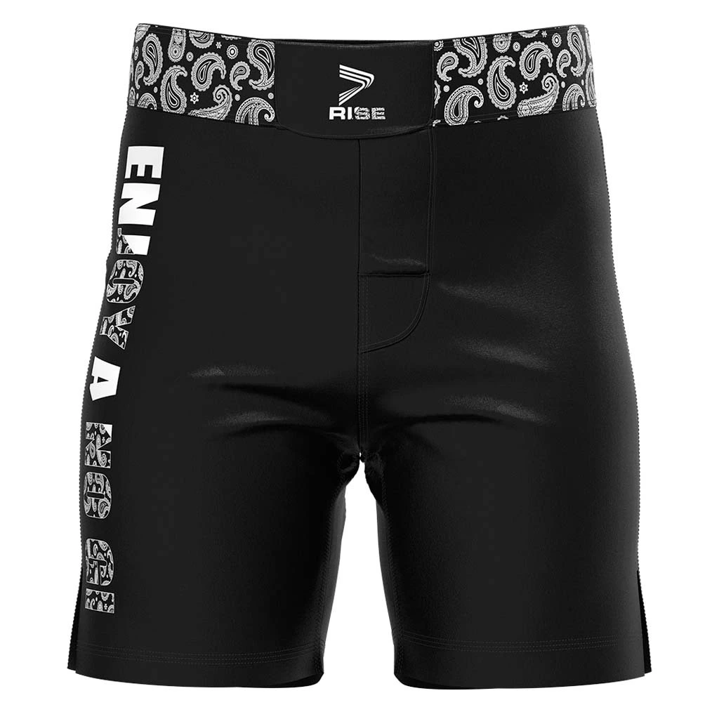 RISE UFC BJJ MMA Shorts With VELCRO Black Jiujitsu Cashew 1