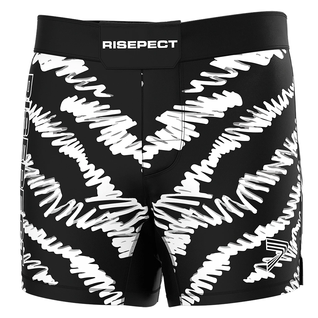 RISE UFC BJJ MMA Shorts With VELCRO Black Jiujitsu Graffiti 1