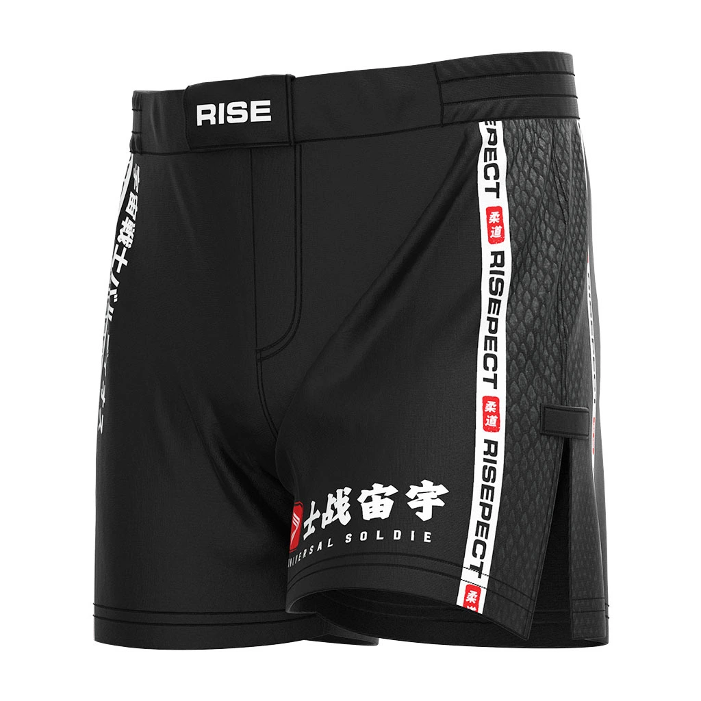 Rise Jiujitsu BJJ MMA Shorts High Split Black Universe Warrior 1