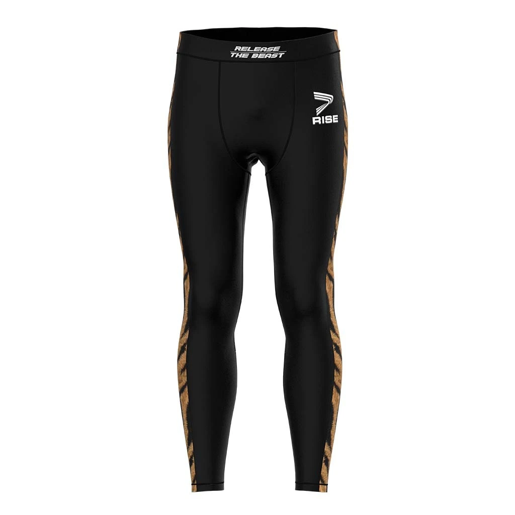 Rise Jiujitsu BJJ MMA Spats Black Tiger Pattern 1