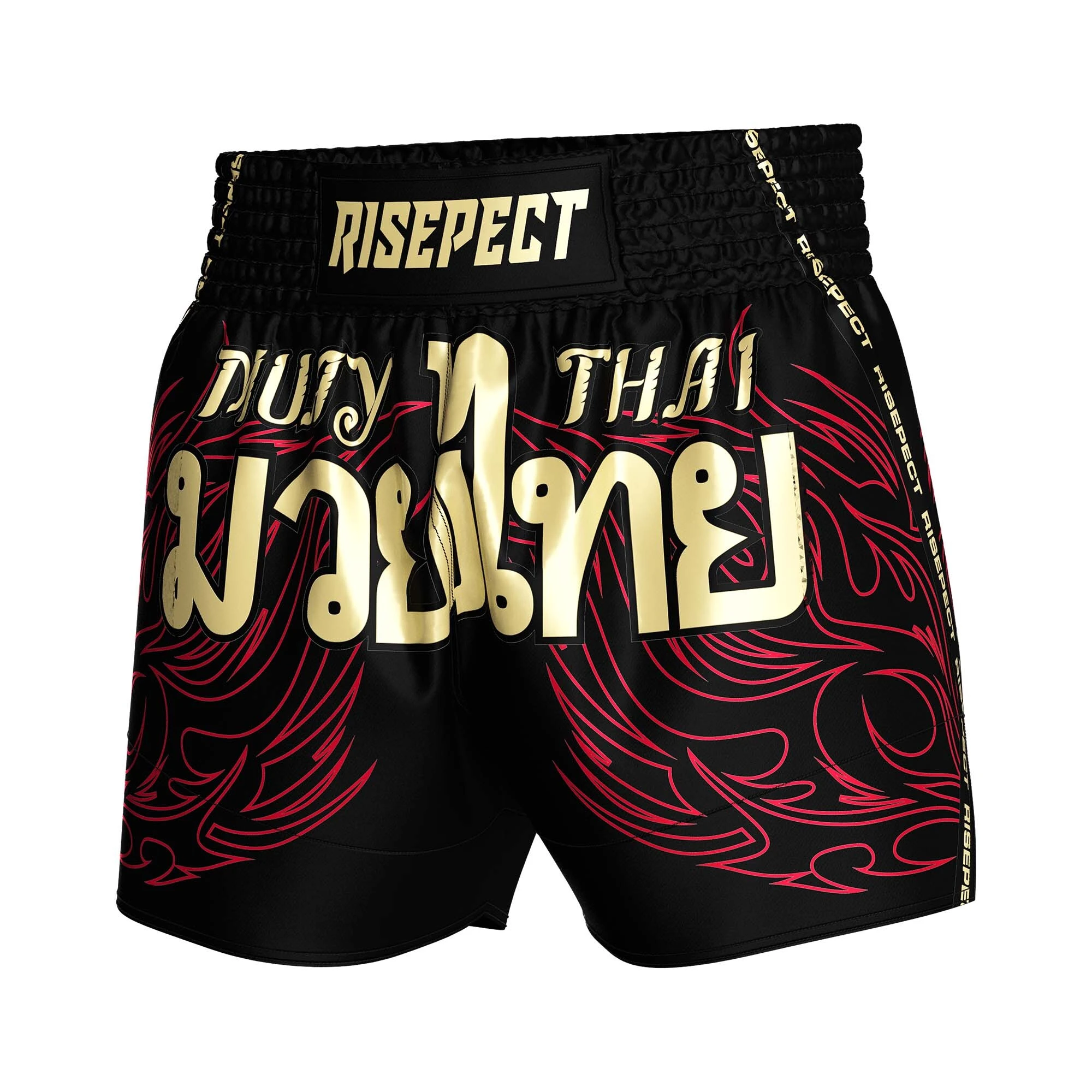 Rise Red Flame Muay Thai Shorts Black Training MMA 1