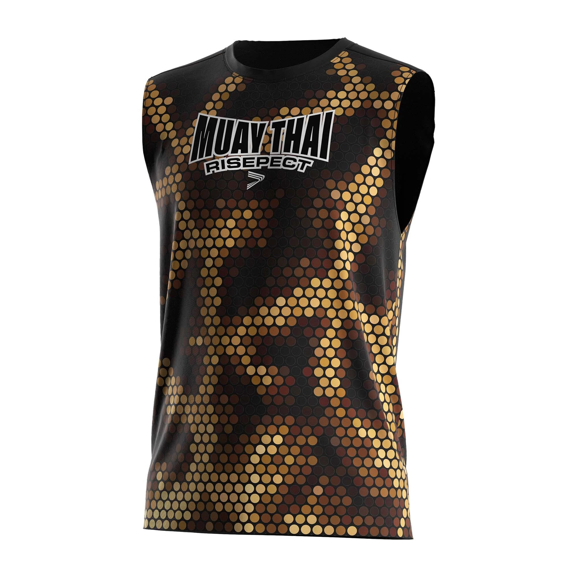 Neon Yellow Muay Thai Sleeveless Shirts Black Boxing MMA Tee 1