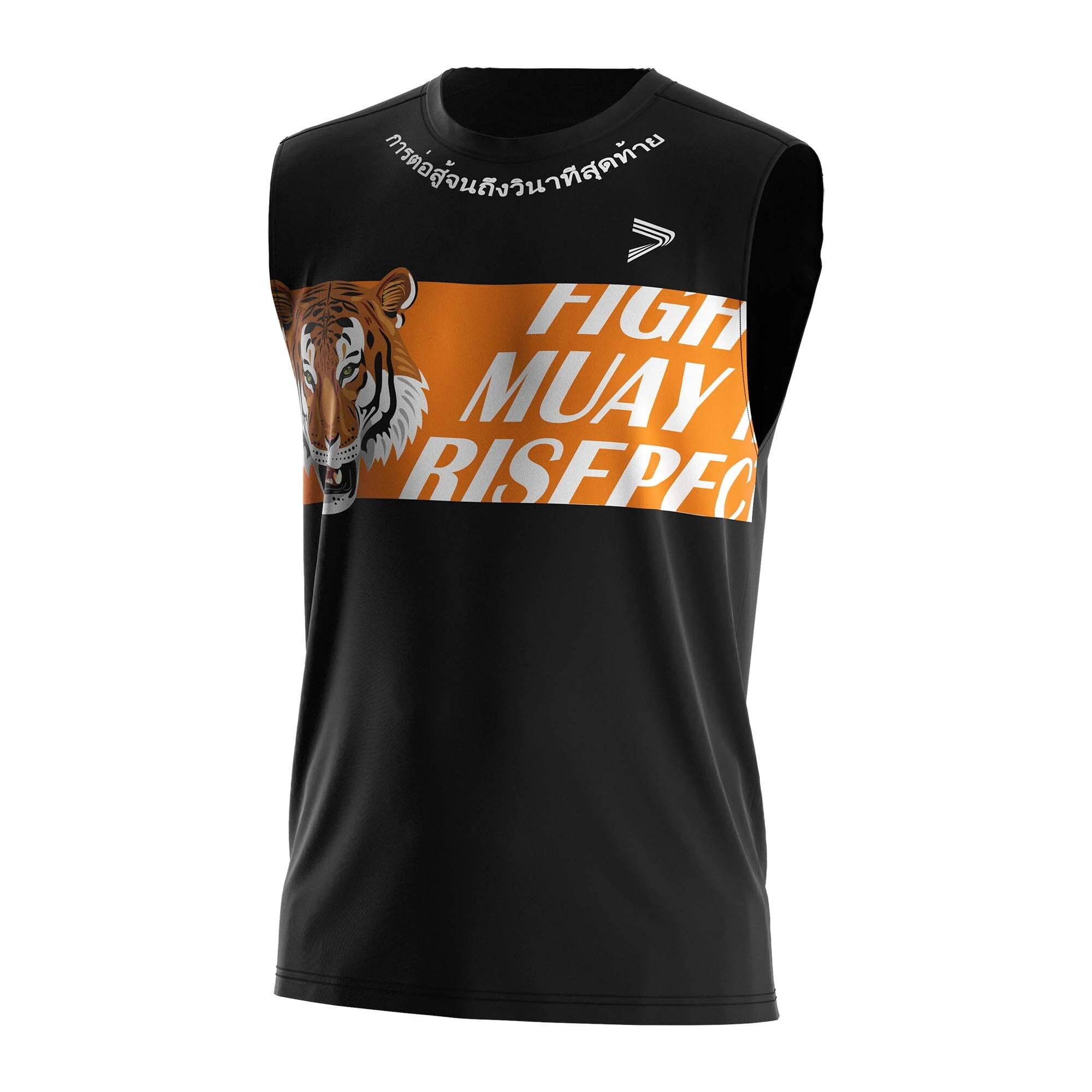 Orange Tiger Head Muay Thai Sleeveless Sports T Shirt Boxing Wholesale 1