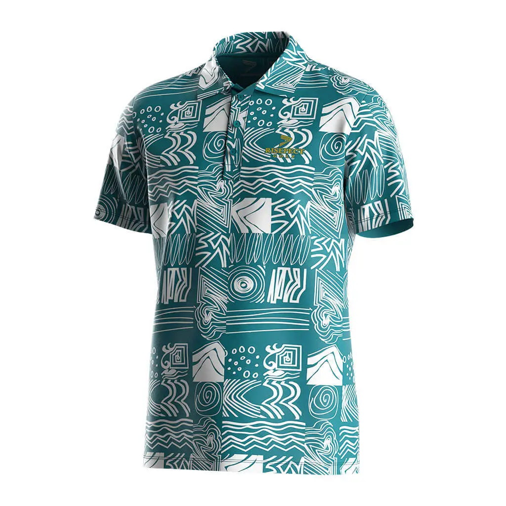 Green Golf Polo Sublimated Geometry T Custom 1