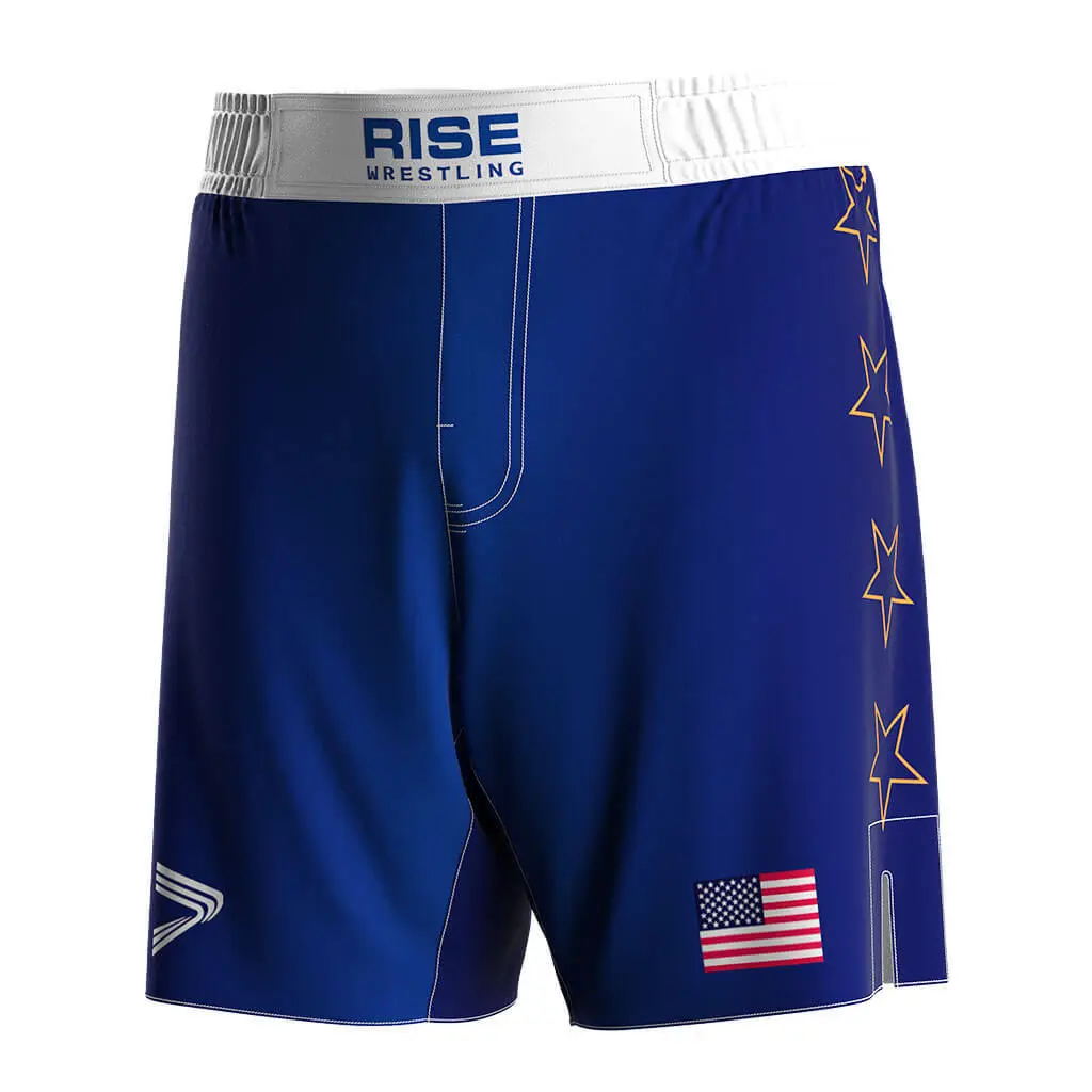 Personalized Blue USA Wrestling Shorts Supplier for Competitive Edge 1