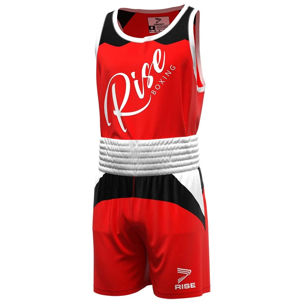 Classic Red Boxing Uniform Set Top and Shorts Boxing Suits 1