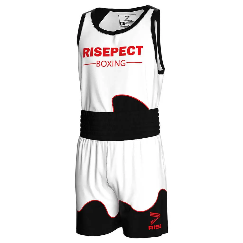 Premium White Boxing Suit Moisture-wicking Material Uniform Boxing Set 1