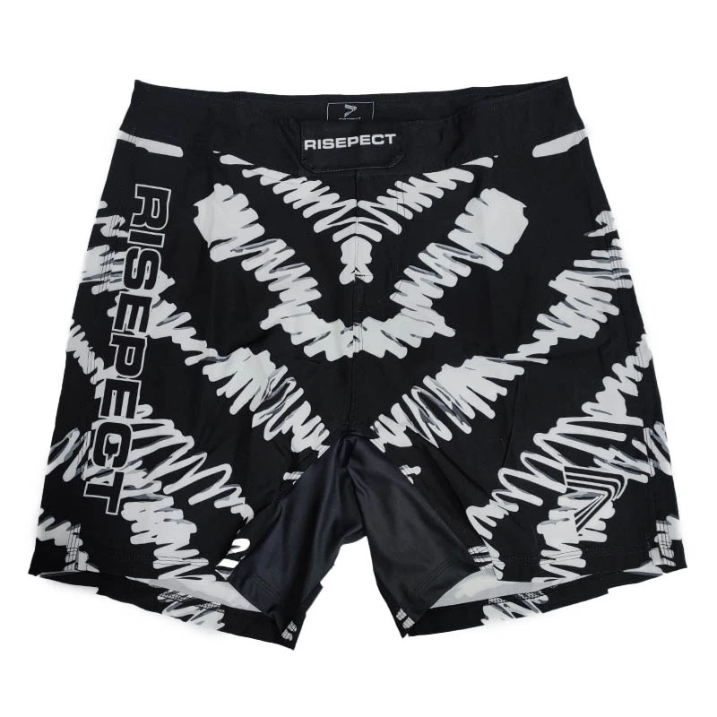 RISEPECT White Graffiti Style MMA Fighting Shorts 1