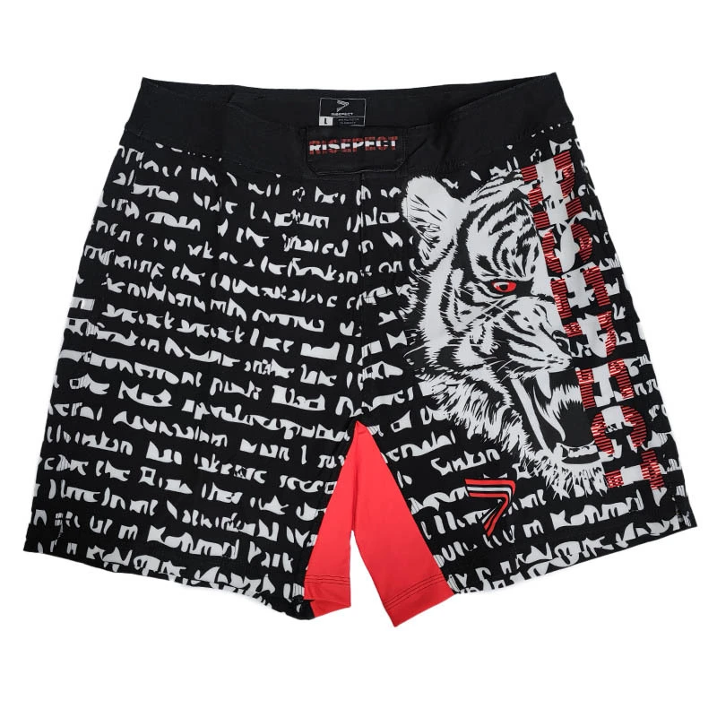 Roaring blood-eyed white tiger MMA shorts 1