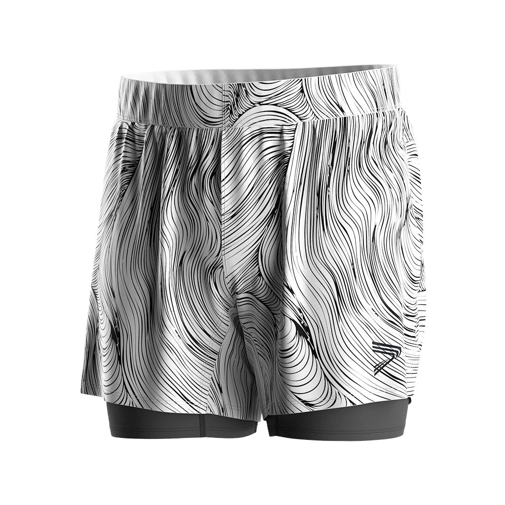 Gray Dynamic Line 2 in 1 Double-layer Shorts 1