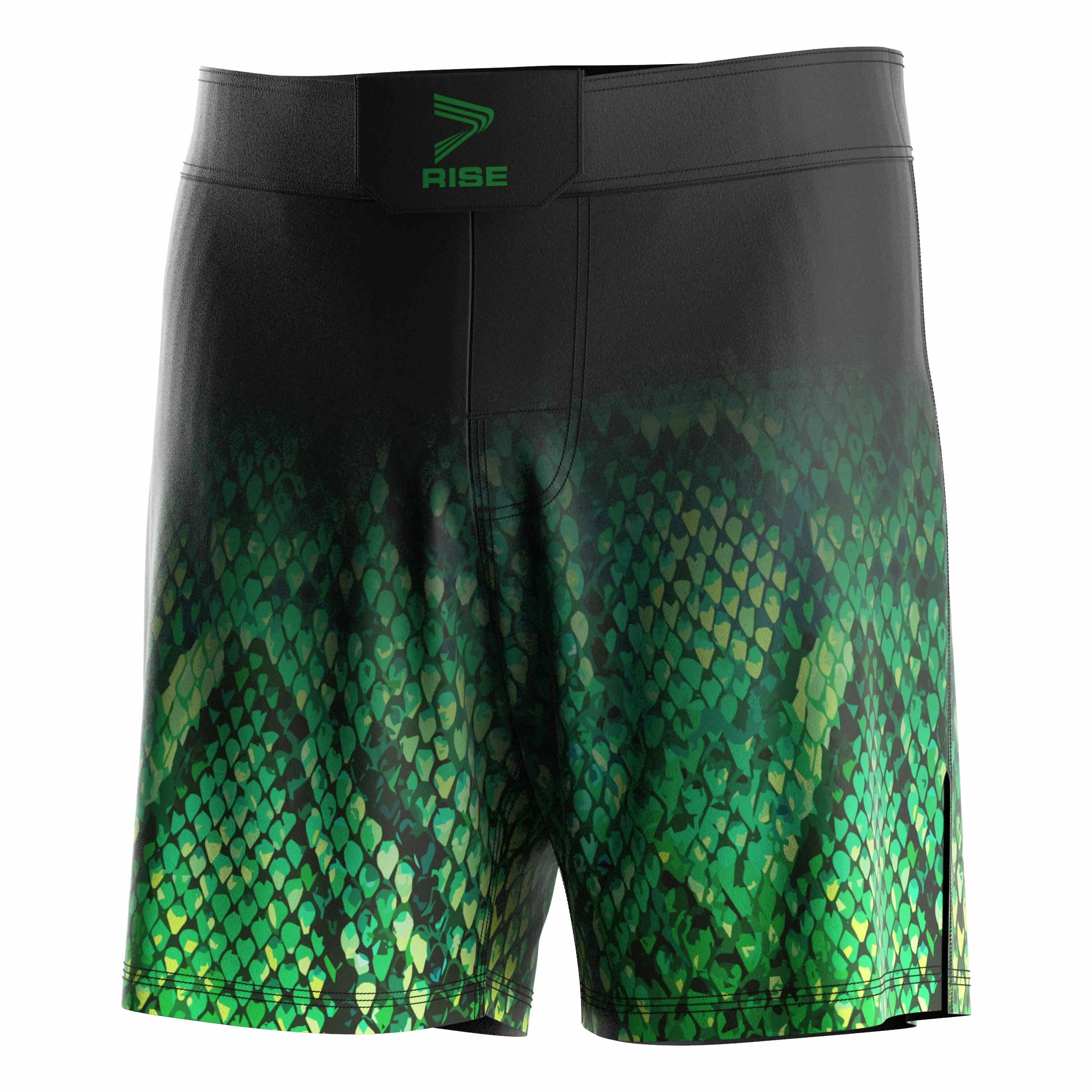RISE MMA Shorts With VELCRO Green Snake Skin 1