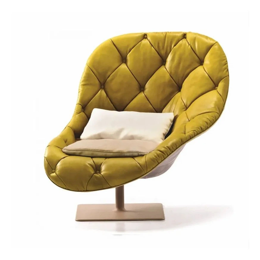 Multi Effect Yellow Velvet Armrest Upholstered Dining Chair Leisure Single Chair 1