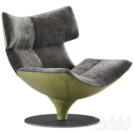 Modern Fiberglass Leisure Chair Living Room Velvet Fabric Swivel Lounge Chair 1