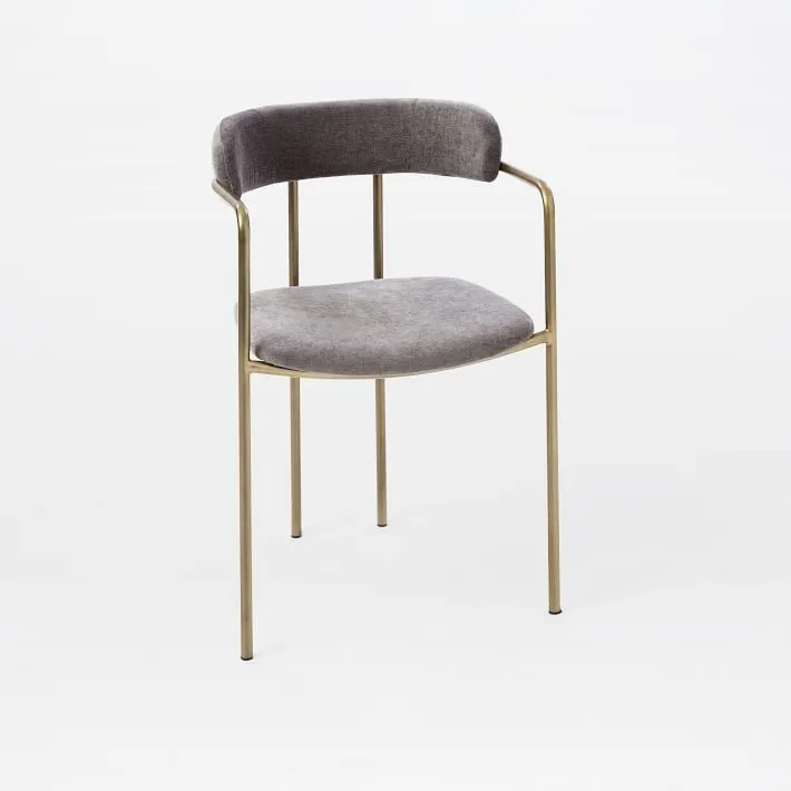 Light Luxury Premium Quality Armchair Simple Home Dining Chair with Golden Shiny Metal Legs Modern Design for Hotels 1