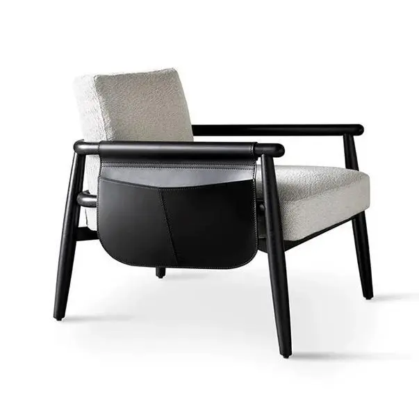 Modern Simple Design White Cotton Linen Leisure Chair with Armrest for Living Room Hotel Hall Versatile 1