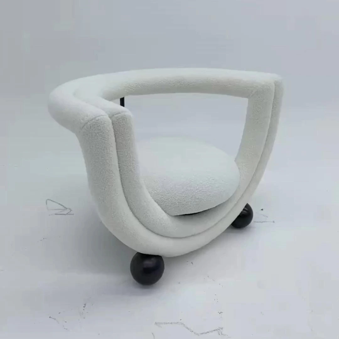 Nordic designer creative armchair White lamb velvet sofa chair for living room bedroom 1