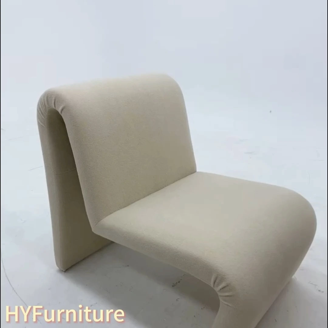 Nordic Modern Single Sofa Chair Tufted Fabric Lounge Chair with Creative Curved Leisure Design for Bedroom Hotel 1