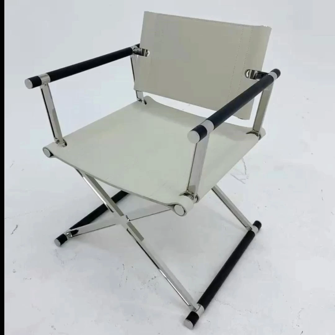 Italian Minimalist Stainless Steel Saddle Leather Leisure Chair for Dining Restaurant Seat Negotiation Chair Cafe Bar 1