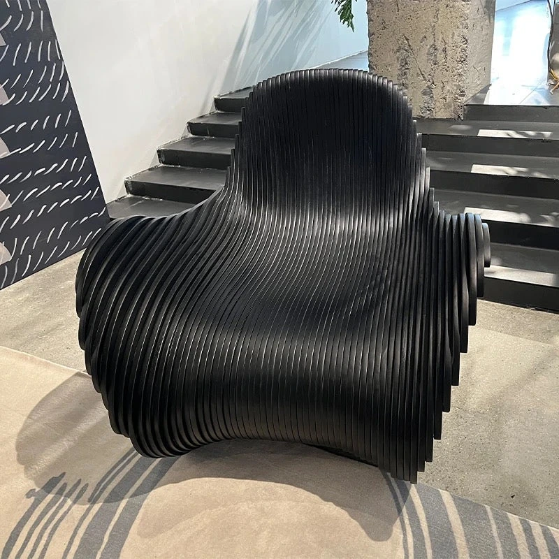 Solid Wood Unique Shaped Chair for Living Room Hotel, Retro Design Style 1