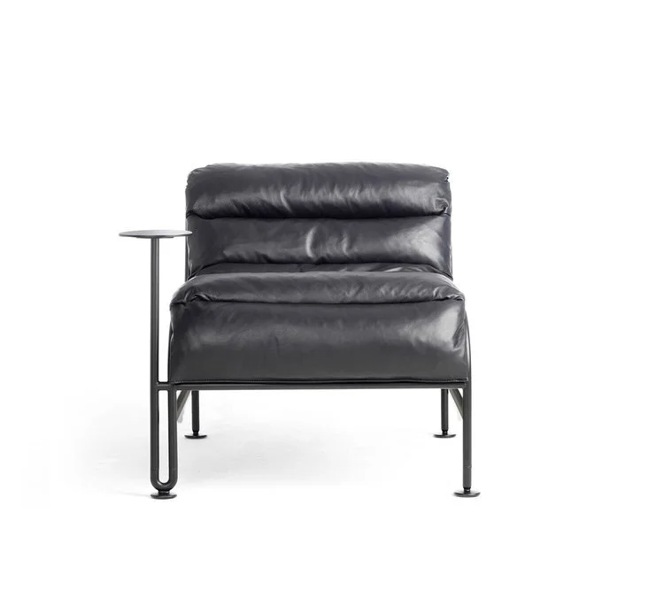 Sunny Lounge Chair with Comfortable Soft Leather and Metal Wheels Tray 1