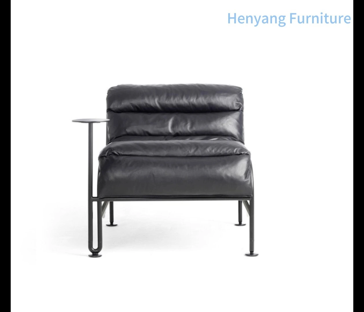 Sunny Lounge Chair with Comfortable Soft Leather and Metal Wheels Tray 1