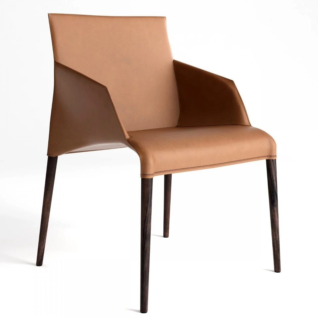 Modern Leather Upholstered Armchair with Sturdy Wood Legs for Home & Office 1