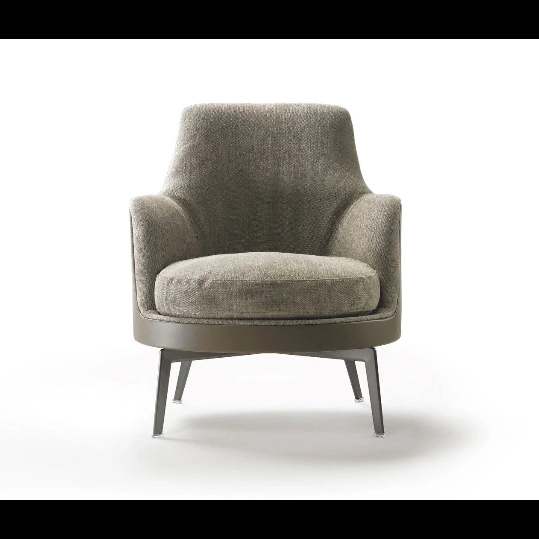 Light Luxury Fabric Sofa Chair with Wooden Legs: Minimalist Backrest & Armrest for Living Room/Balcony 1