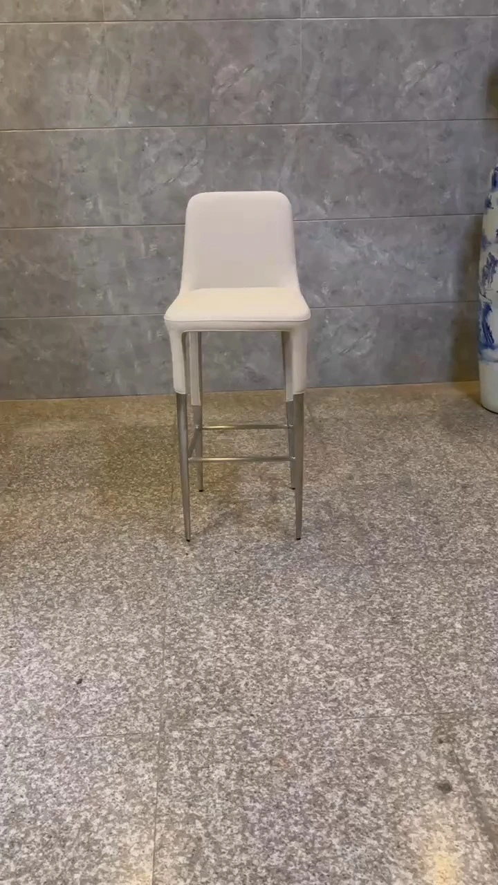 Bar Chair Italian Minimalist Creative Stainless Steel Sales Office Desk and Chair Coffee Shop Bar High Chair Backend Chair 1