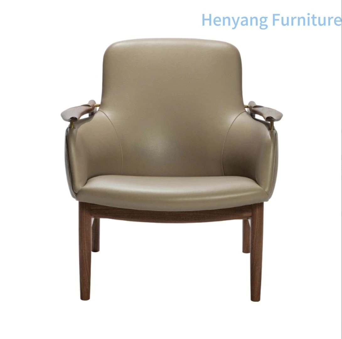 Leather Upholstered Armchair with Comfortable Backrest and Solid Wood Frame 1