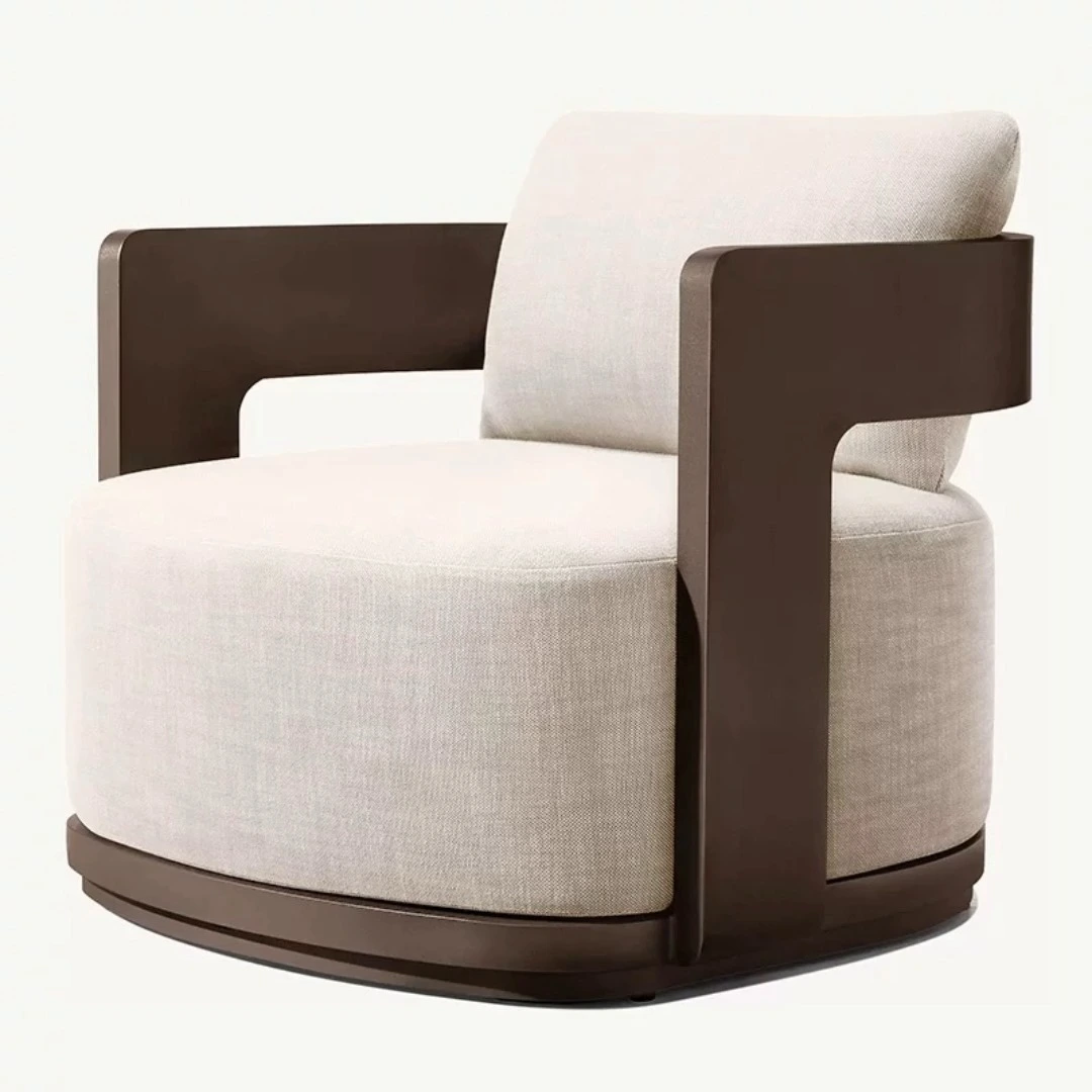 Outdoor Solid Wood Patio Villa Hotel Outdoor Terrace Sofa Chair 1