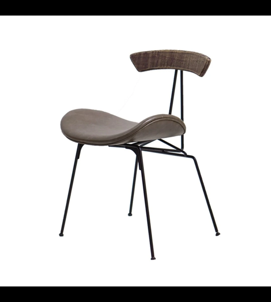 Industrial style dining chair, retro Nordic minimalist household chair, iron frame backrest, designer, ins, luxury, anton wooden material 1