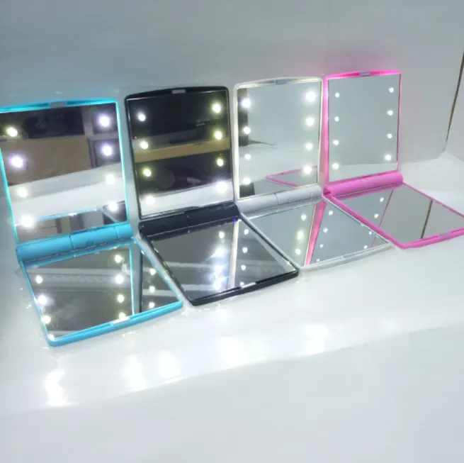 8pcs Led Folding Makeup Mirror Easy To Carry Mini Makeup Mirror With Led Light 1
