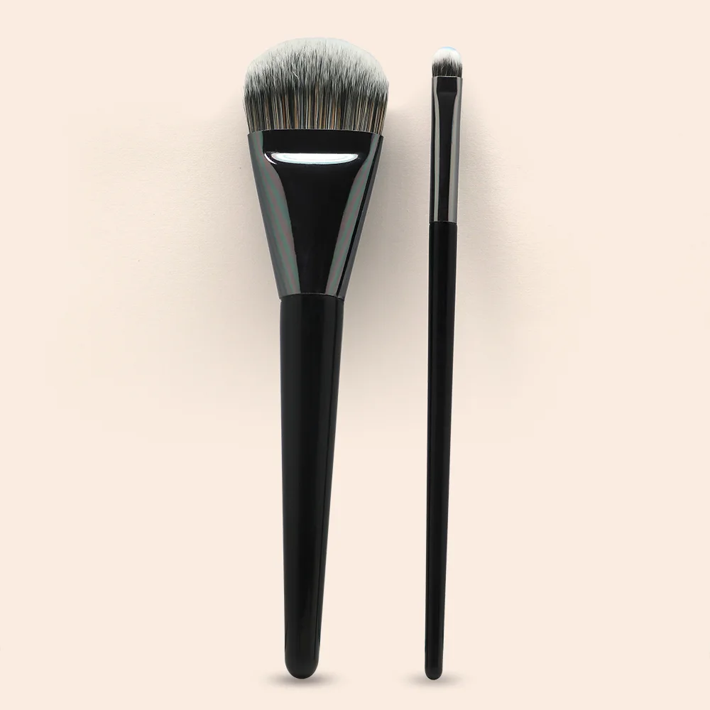 Yally Travel Size Mini Classic Black Makeup Brush With Sponge Set 1