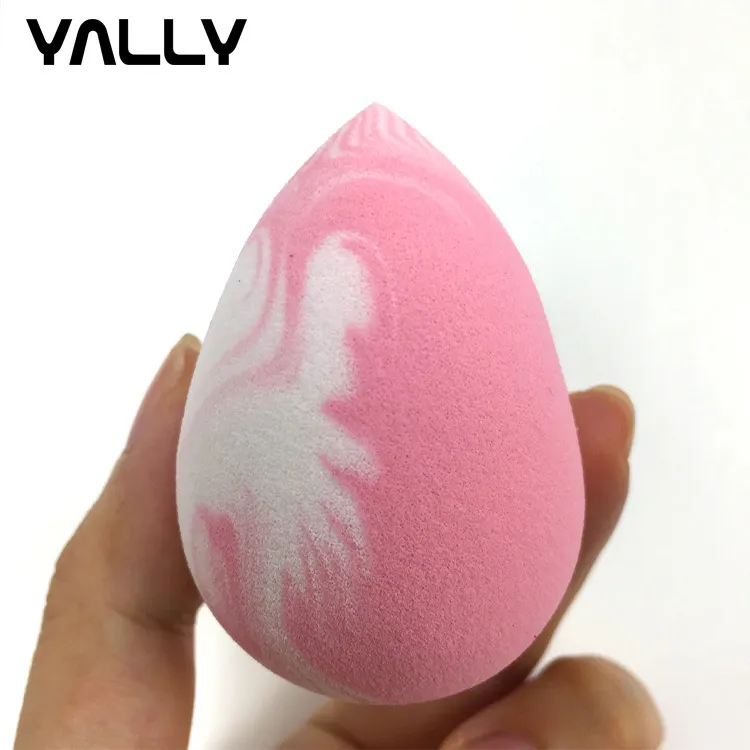 Yally 2023 Oem Softest Egg Gourd Shape Hydrophilic Beauty Makeup Marble Makeup Sponge With Pet Box 1