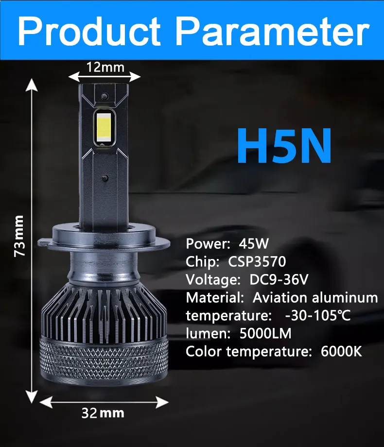 HAOXUNDA Car Head Light Bulb 6000Kwith Custom Services 5