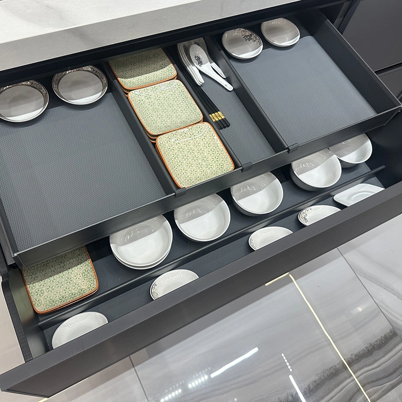 Glass front kitchen cabinets mixcolor island sink with cup washer 1