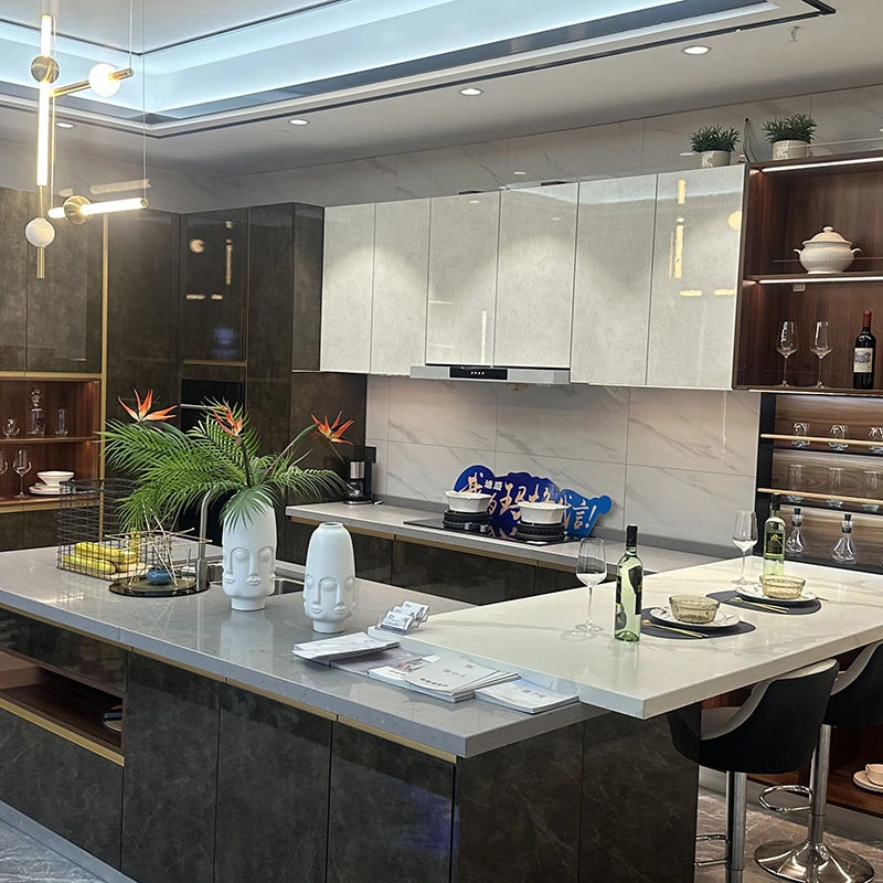 Triple counter top kitchen cabinets mixed dinning table and homeoffice 1
