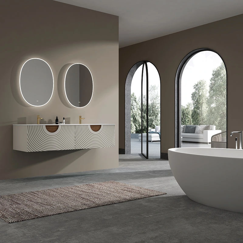 Bathroom Modern Vanity With Mirror Wall Hung Vanity With Floating Panel 1