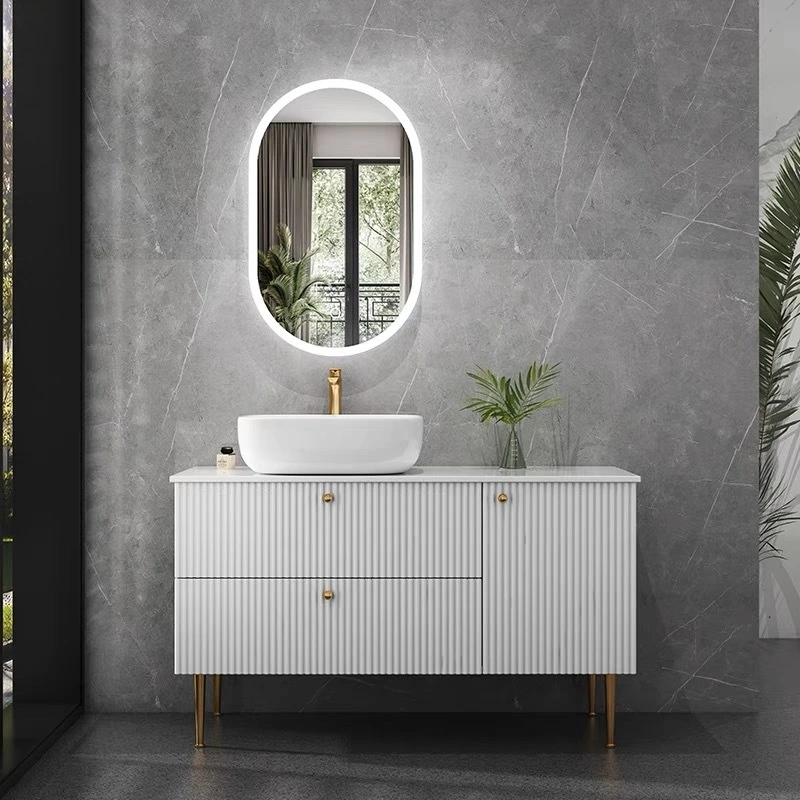 WaveScape: Freestanding Bathroom Vanity with Small Waves Basin 1