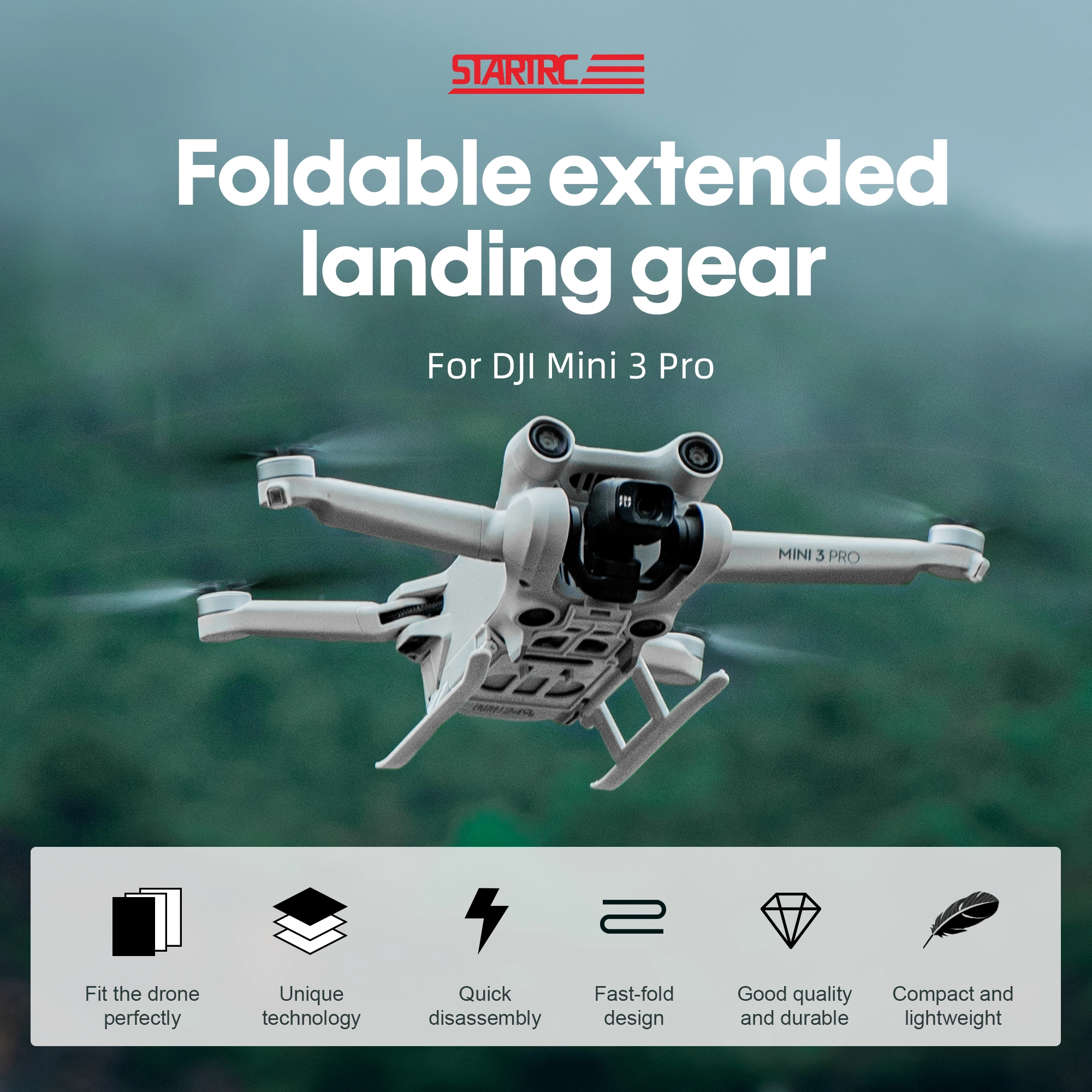 STARTRC Foldable Landing Gear for DJI Mini 3 Pro 1