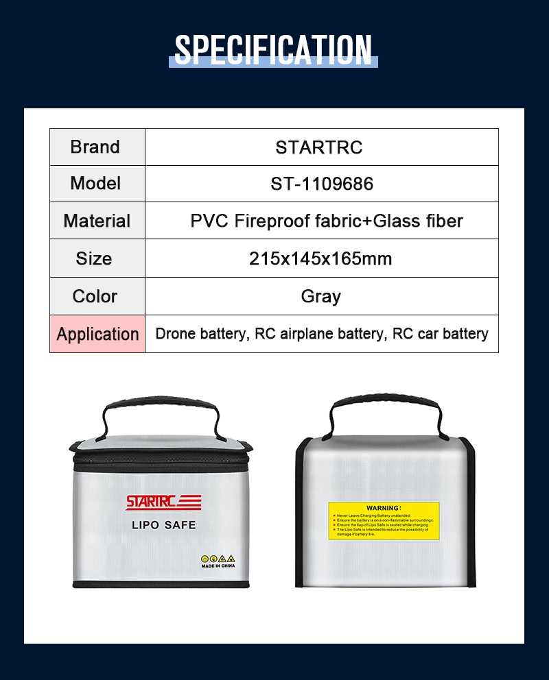 STARTRC Fireproof Lipo Battery Bag Universal for DJI Drone, RC Car, RC Tank, RC Airplane Battery Accessories 18