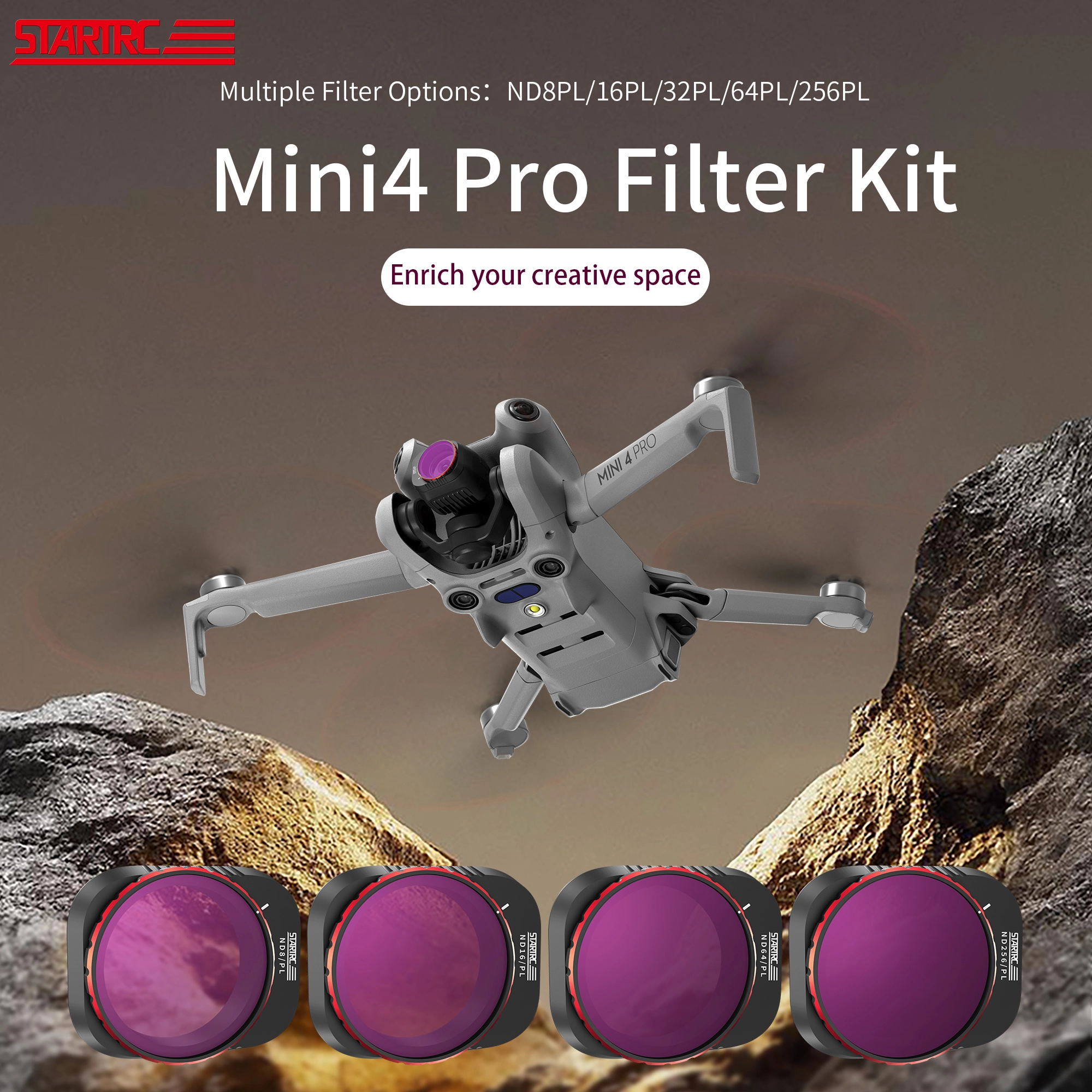 STARTRC Camera Lens ND/PL Filters Set for DJI Mini 4 Pro Drone 1