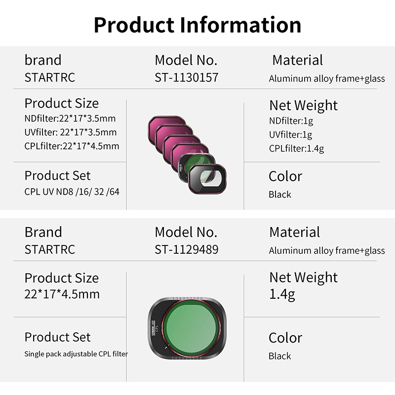 STARTRC Drone Camera Lens 6-pack Filters Set for DJI Mini 4 Pro 22