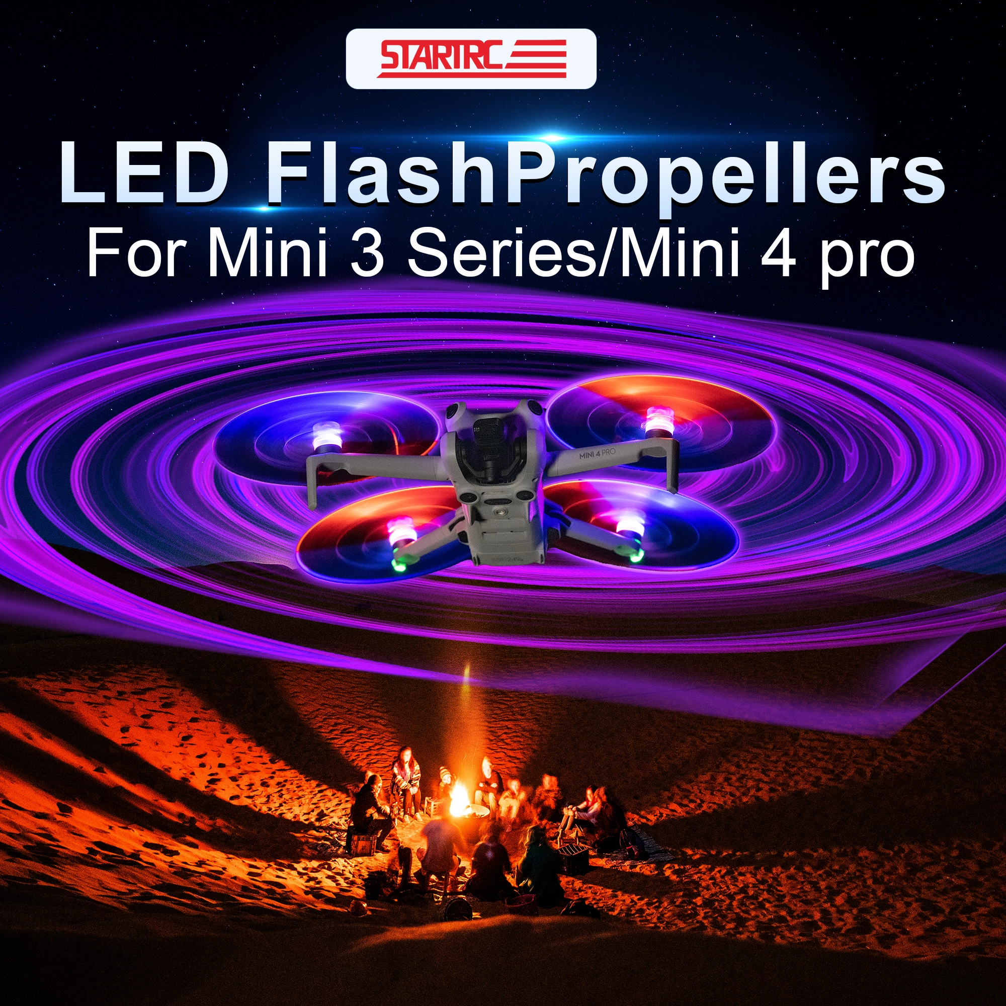 STARTRC 2 对低噪音 LED 闪光螺旋桨 适用于 DJI Mini 4 Pro 1