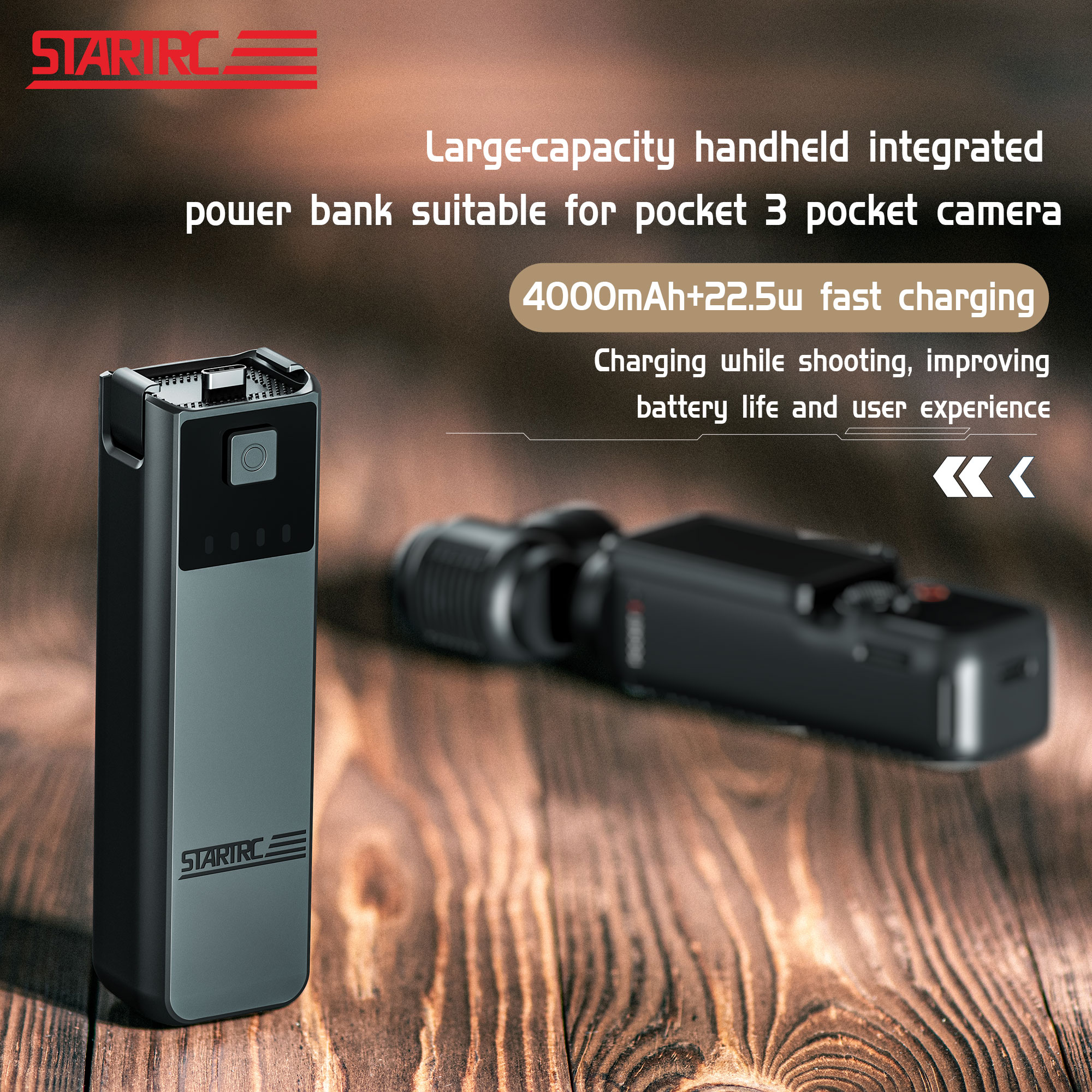 Mango de batería STARTRC 4000mAh Power Bank para DJI Osmo Pocket 3 1