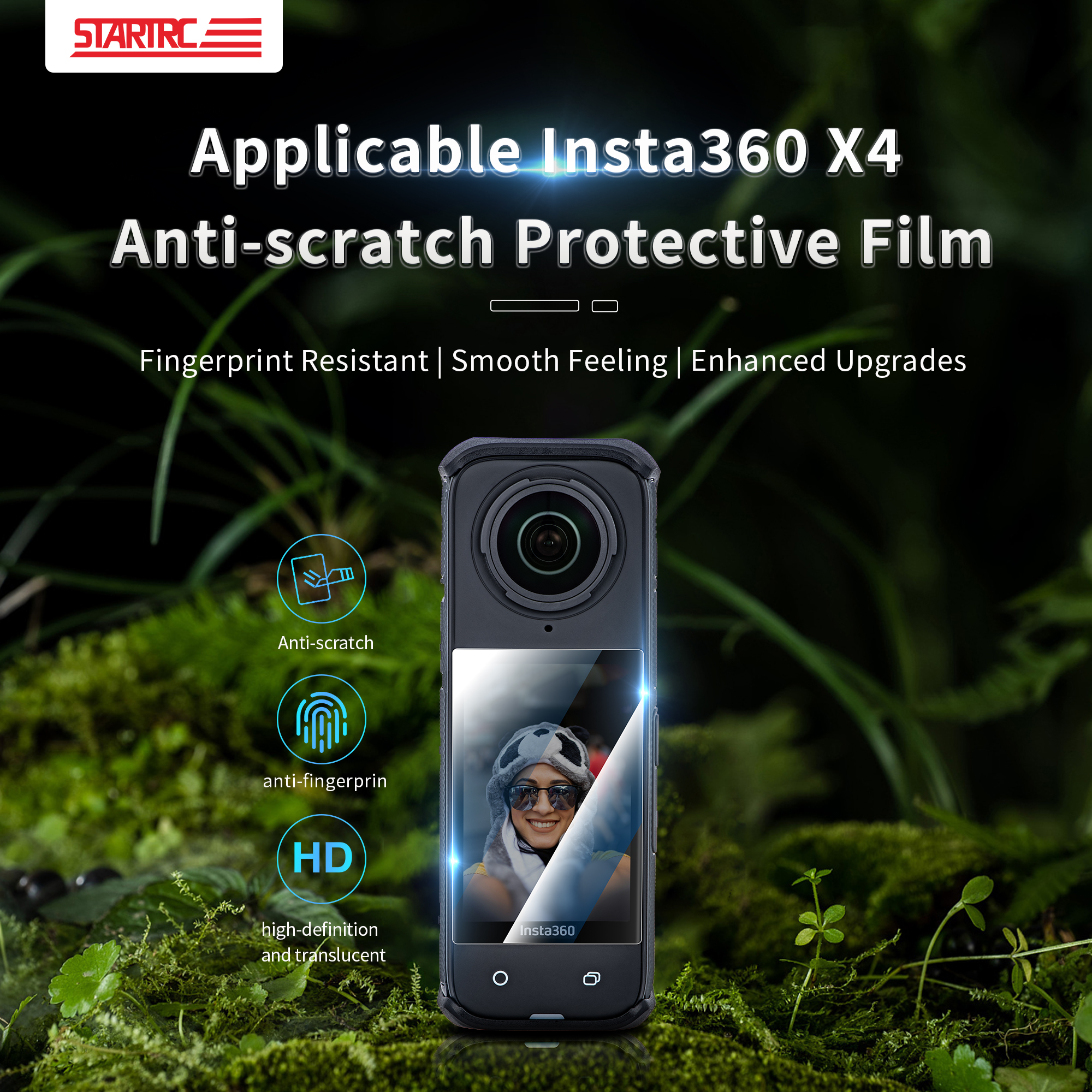 Película suave resistente a los arañazos de alta definición STARTRC para Insta360 X4 2