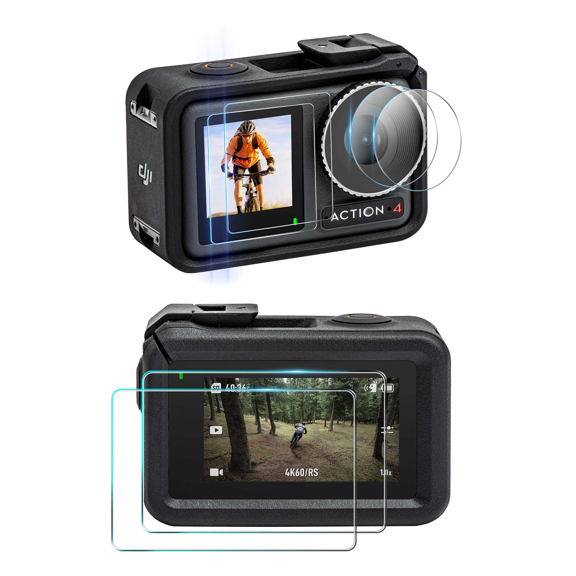 Película de vidrio templado para lentes y pantalla STARTRC para DJi Action 4 (2 juegos) 3
