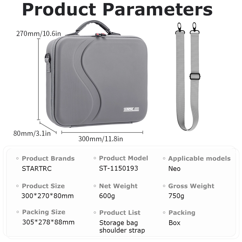STARTRC Portable Storage Bag for DJI Neo Fly More Combo 24 1150193+DJI-NEO-专用款-可手提可斜挎便携PU收纳包-适用畅飞套装,三电版组合-详情- (11)